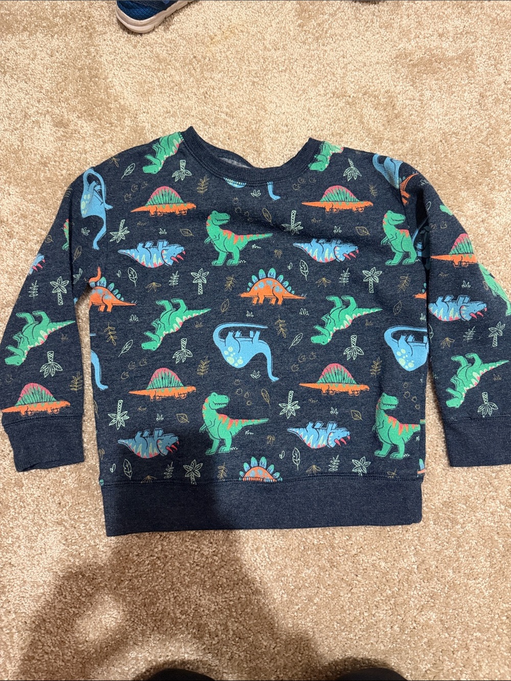 jumping beans Navy Sweatshirt with Green, Blue & Orange Dinosaurs